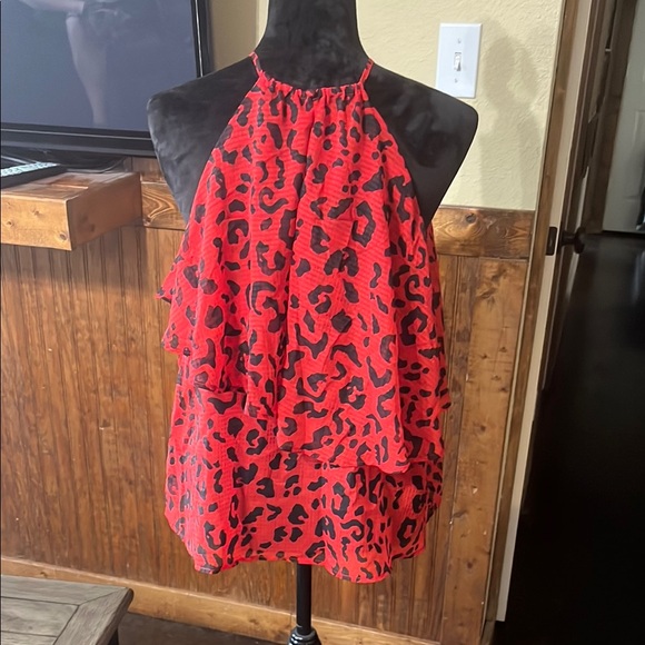 Red Leopard Print Blouse - Picture 5 of 7